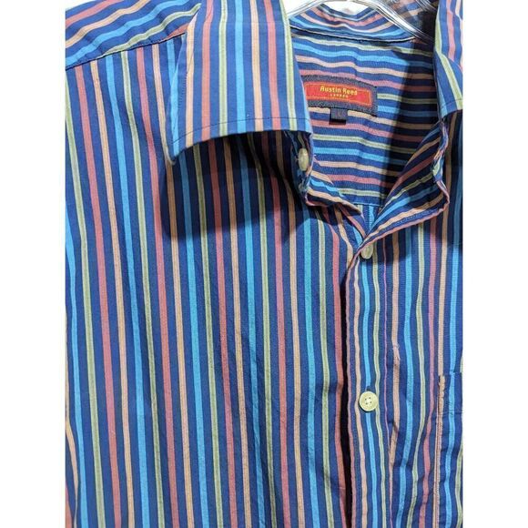 Austin Reed Men's Multi-Color Striped Long-Sleeve Button-Down Cotton Shirt Large - Picture 3 of 5